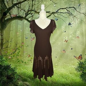 Y2k 90s Asymmetrical SL FAshions Brown Dress Size 6